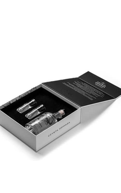 Home pol pm zestaw prezentowy z alkoholem czysta odwaga wodka ziemniaczana 700 ml 2 kieliszki w eleganckim pudelku 43 3